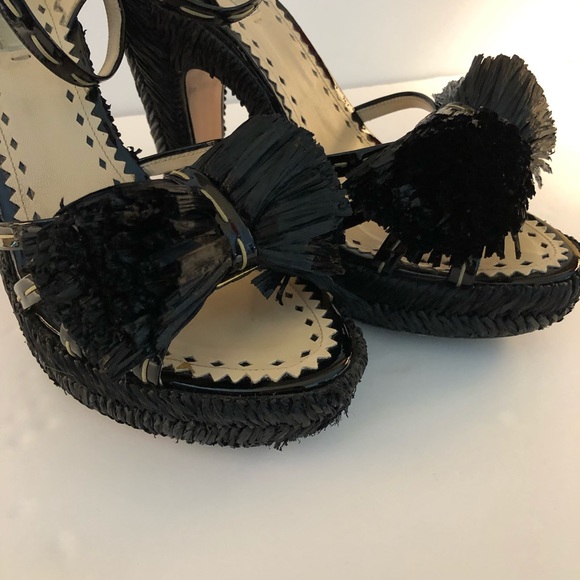 Prada Woven Raffia Platform Sandals - Picture 4 of 7
